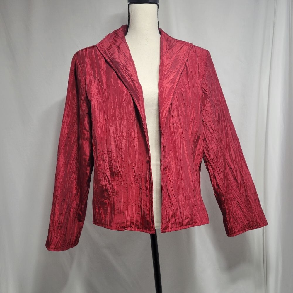 Vintage Painted Pony textured open jacket, red with black lining, size L